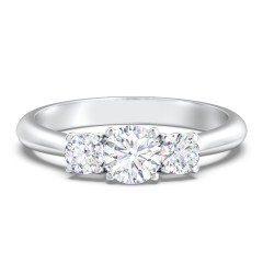 Classic 3-Stone Diamond Engagement Ring – 14K White Gold with Lab Diamond