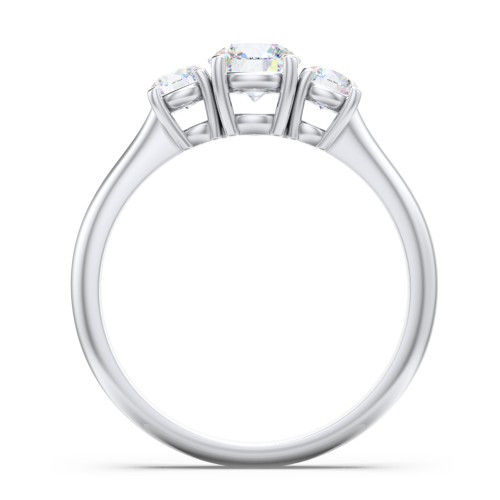 Classic 3-Stone Diamond Engagement Ring – 14K White Gold with Lab Diamond