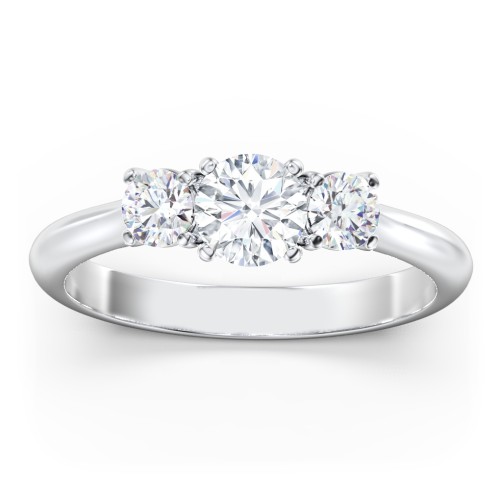Classic 3-Stone Diamond Engagement Ring – 14K White Gold with Lab Diamond