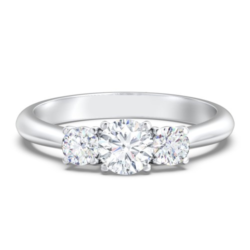 Classic 3-Stone Diamond Engagement Ring – 14K White Gold with Lab Diamond