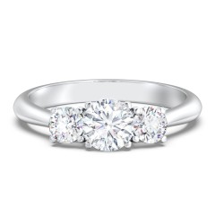 Classic 3-Stone Diamond Engagement Ring – 14K White Gold with Lab Diamond