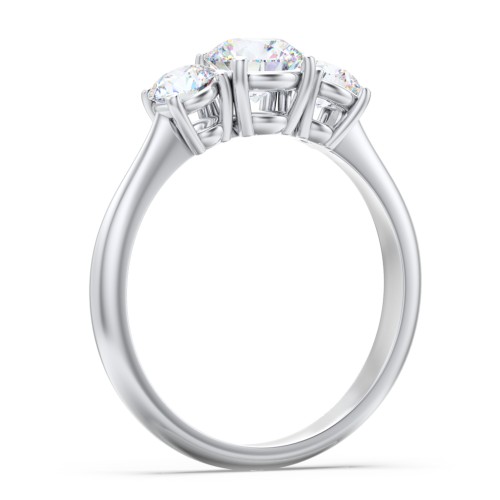 Classic 3-Stone Diamond Engagement Ring – 14K White Gold with Lab Diamond