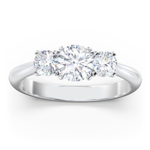 Classic 3-Stone Diamond Engagement Ring – 14K White Gold with Lab Diamond