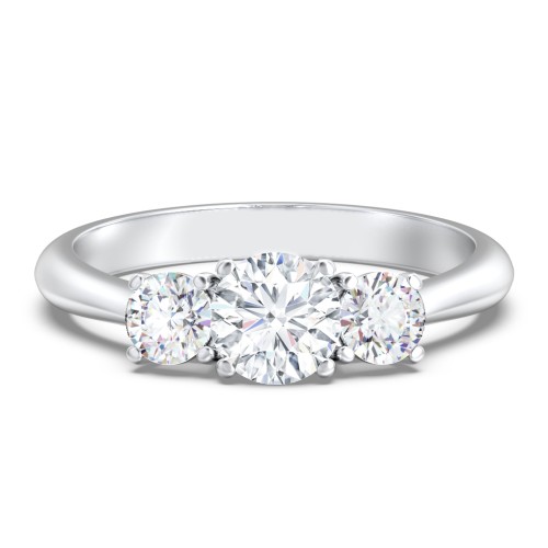 Classic 3-Stone Diamond Engagement Ring – 14K White Gold with Lab Diamond