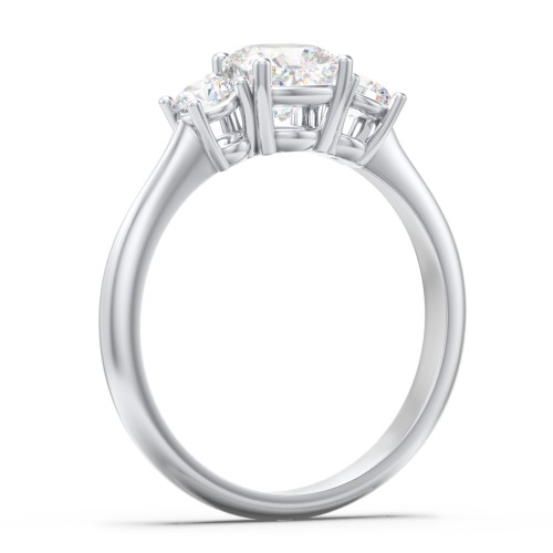 Classic 3-Stone Diamond Engagement Ring – 14K White Gold with Lab Diamond