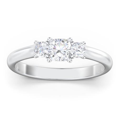 Classic 3-Stone Diamond Engagement Ring – 14K White Gold with Lab Diamond