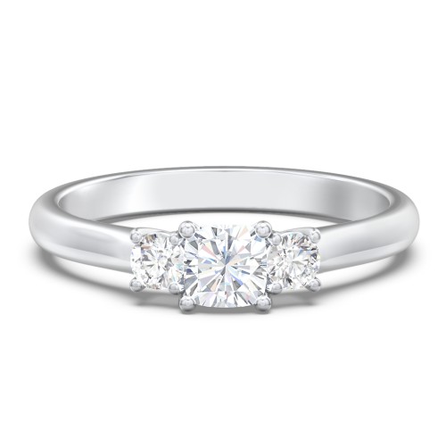 Classic 3-Stone Diamond Engagement Ring – 14K White Gold with Lab Diamond