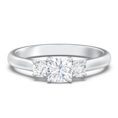 Classic 3-Stone Diamond Engagement Ring – 14K White Gold with Lab Diamond