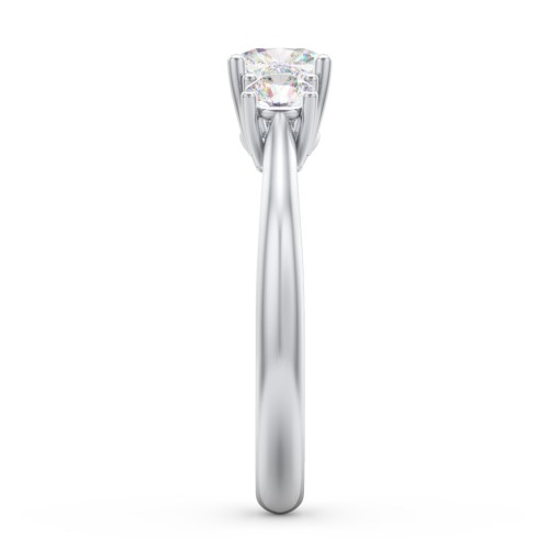 Classic 3-Stone Diamond Engagement Ring – 14K White Gold with Lab Diamond
