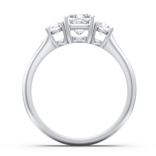 Classic 3-Stone Diamond Engagement Ring – 14K White Gold with Lab Diamond