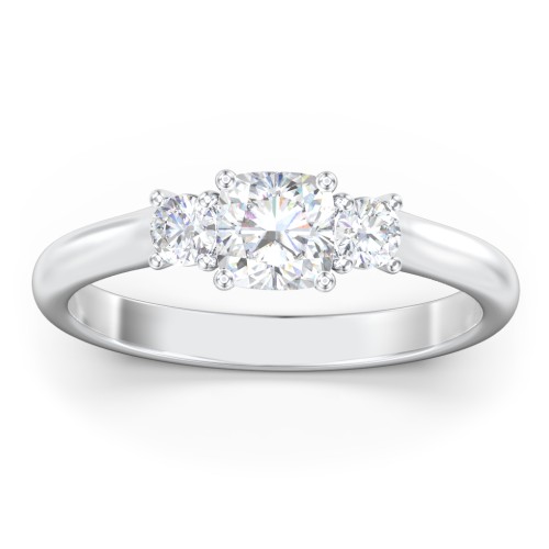 Classic 3-Stone Diamond Engagement Ring – 14K White Gold with Lab Diamond