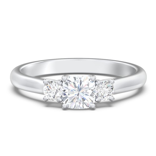 Classic 3-Stone Diamond Engagement Ring – 14K White Gold with Lab Diamond