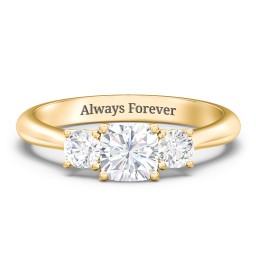 Classic 3-Stone Diamond Engagement Ring in 10K Solid Yellow Gold with 04LABDIAM-CU-1.00-VS2-G-G and Lab Diamond