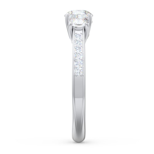 Classic 3-Stone Diamond Engagement Ring with Accents – 14K White Gold with Lab Diamond