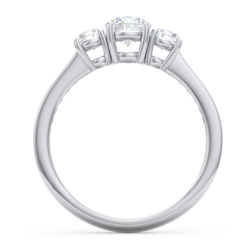 Classic 3-Stone Diamond Engagement Ring with Accents – 14K White Gold with Lab Diamond