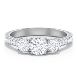 Classic 3-Stone Diamond Engagement Ring with Accents
