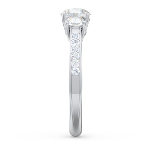 Classic 3-Stone Diamond Engagement Ring with Accents – 14K White Gold with Lab Diamond