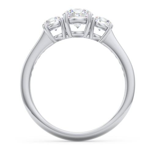 Classic 3-Stone Diamond Engagement Ring with Accents – 14K White Gold with Lab Diamond