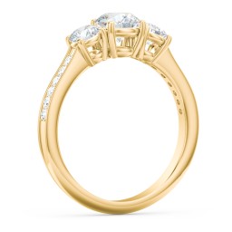 Classic 3-Stone Diamond Engagement Ring with Accents in 10K Solid Yellow Gold