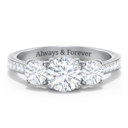 Classic 3-Stone Diamond Engagement Ring with Accents