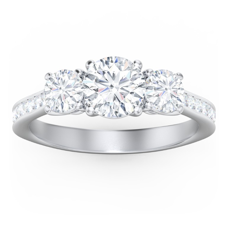 Classic 3-Stone Diamond Engagement Ring with Accents | Jewlr