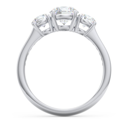 Classic 3-Stone Diamond Engagement Ring with Accents – 14K White Gold with Lab Diamond
