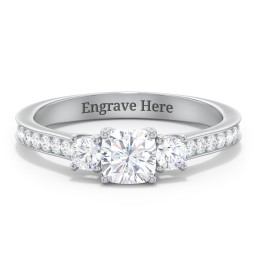 Classic 3-Stone Diamond Engagement Ring with Accents