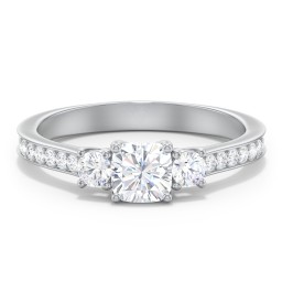 Classic 3-Stone Diamond Engagement Ring with Accents