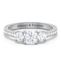 Classic 3-Stone Diamond Engagement Ring with Accents