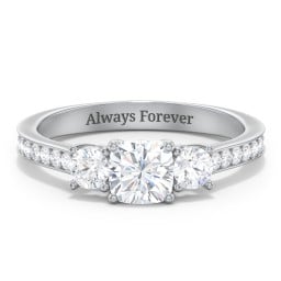 Classic 3-Stone Diamond Engagement Ring with Accents