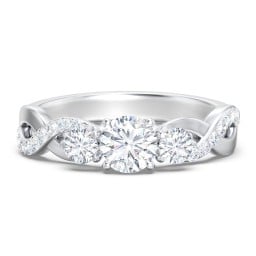 3-Stone Diamond Infinity Engagement Ring with Accents