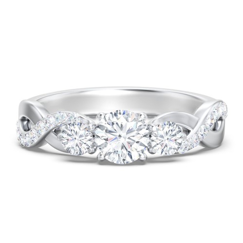 3-Stone Diamond Infinity Engagement Ring with Accents