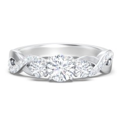 3-Stone Diamond Infinity Engagement Ring with Accents – 14K White Gold with Diamond