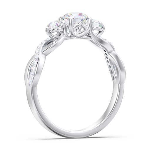 3-Stone Diamond Infinity Engagement Ring with Accents – 14K White Gold with Diamond