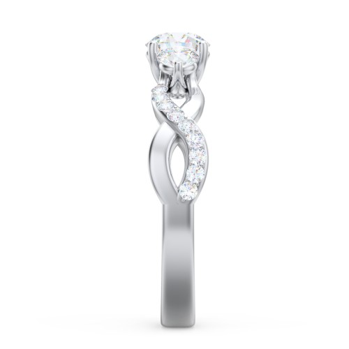 3-Stone Diamond Infinity Engagement Ring with Accents – 14K White Gold with Diamond