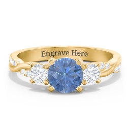 3-Stone Diamond Engagement Ring with Twisted Band and Accents