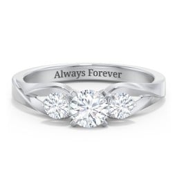 3-Stone Diamond Engagement Ring with Twisted Split Shank