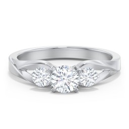 3-Stone Diamond Engagement Ring with Twisted Split Shank
