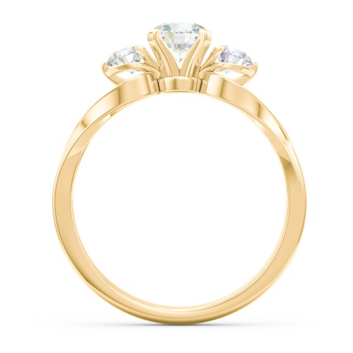 3-Stone Diamond Engagement Ring with Twisted Split Shank