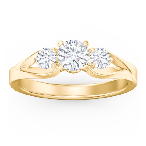 3-Stone Diamond Engagement Ring with Twisted Split Shank