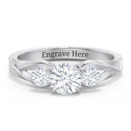3-Stone Diamond Engagement Ring with Twisted Split Shank