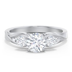 3 Stone Style Round Diamond Engagement Ring - 84837-WG