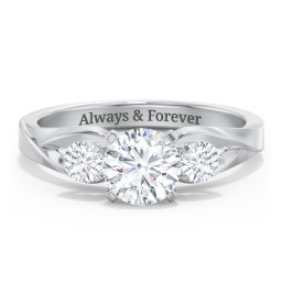 3-Stone Diamond Engagement Ring with Twisted Split Shank
