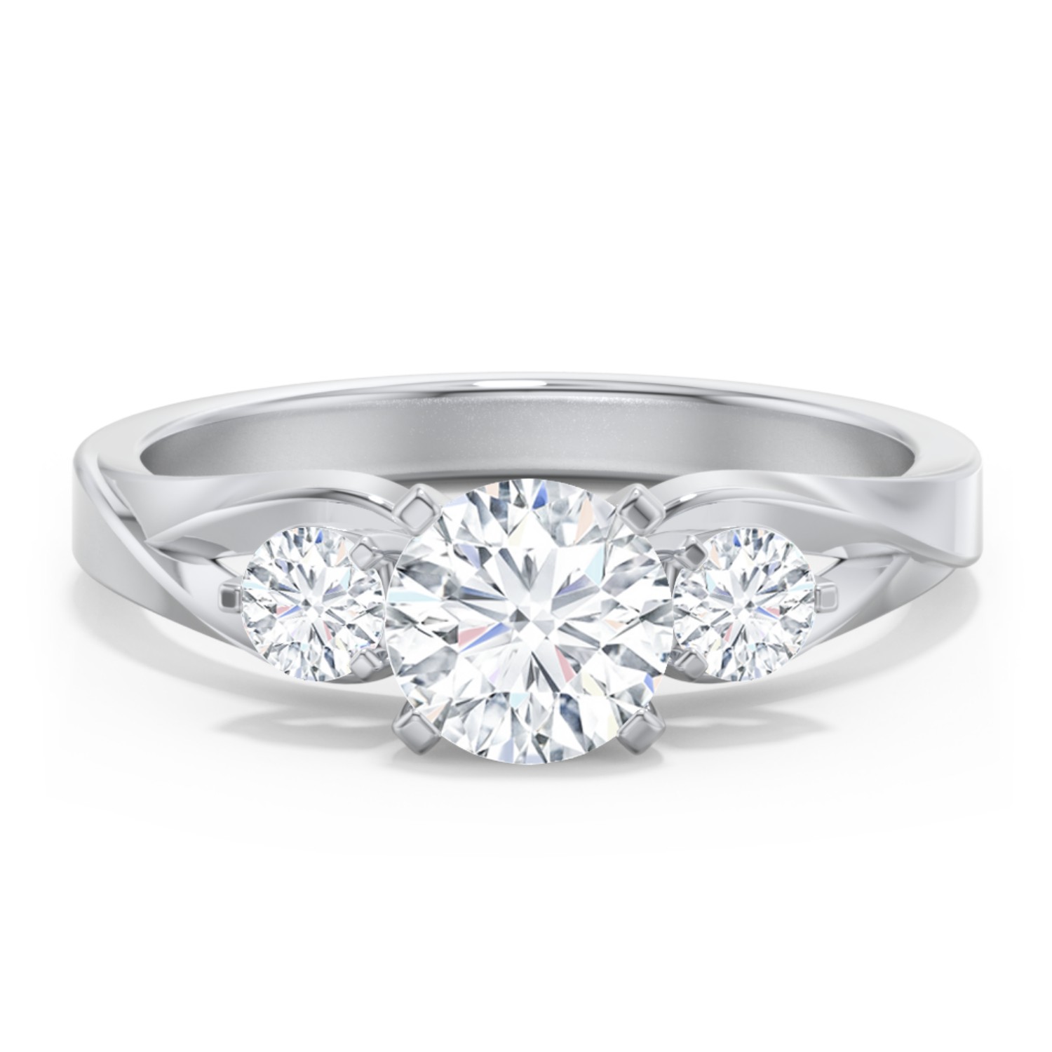 Personalized 3-Stone Diamond Engagement Ring with Twisted Split Shank