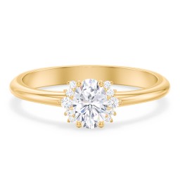 Modern Oval Engagement Ring with Side Accents in 10K Solid Yellow Gold