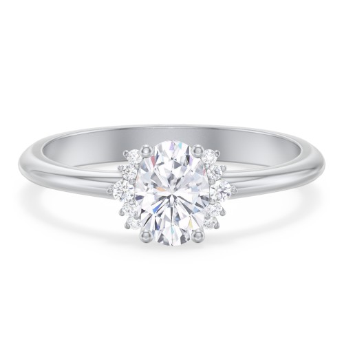 Modern Oval Engagement Ring with Side Accents
