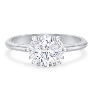 Modern Oval Solitaire Engagement Ring with Side Accents