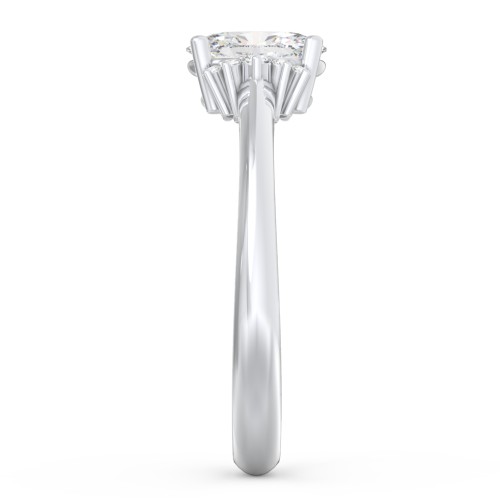 Modern Oval Solitaire Engagement Ring with Side Accents