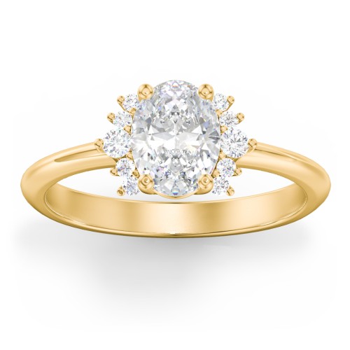 Modern Oval Solitaire Engagement Ring with Side Accents