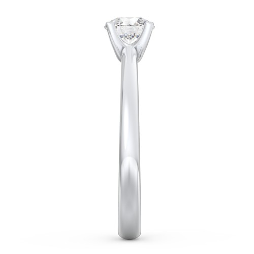 Modern Round Solitaire Engagement Ring – 14K White Gold